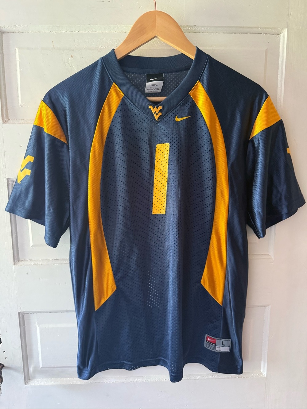 Nike Kid’s WVU Mountaineers Navy and Gold Football Jersey